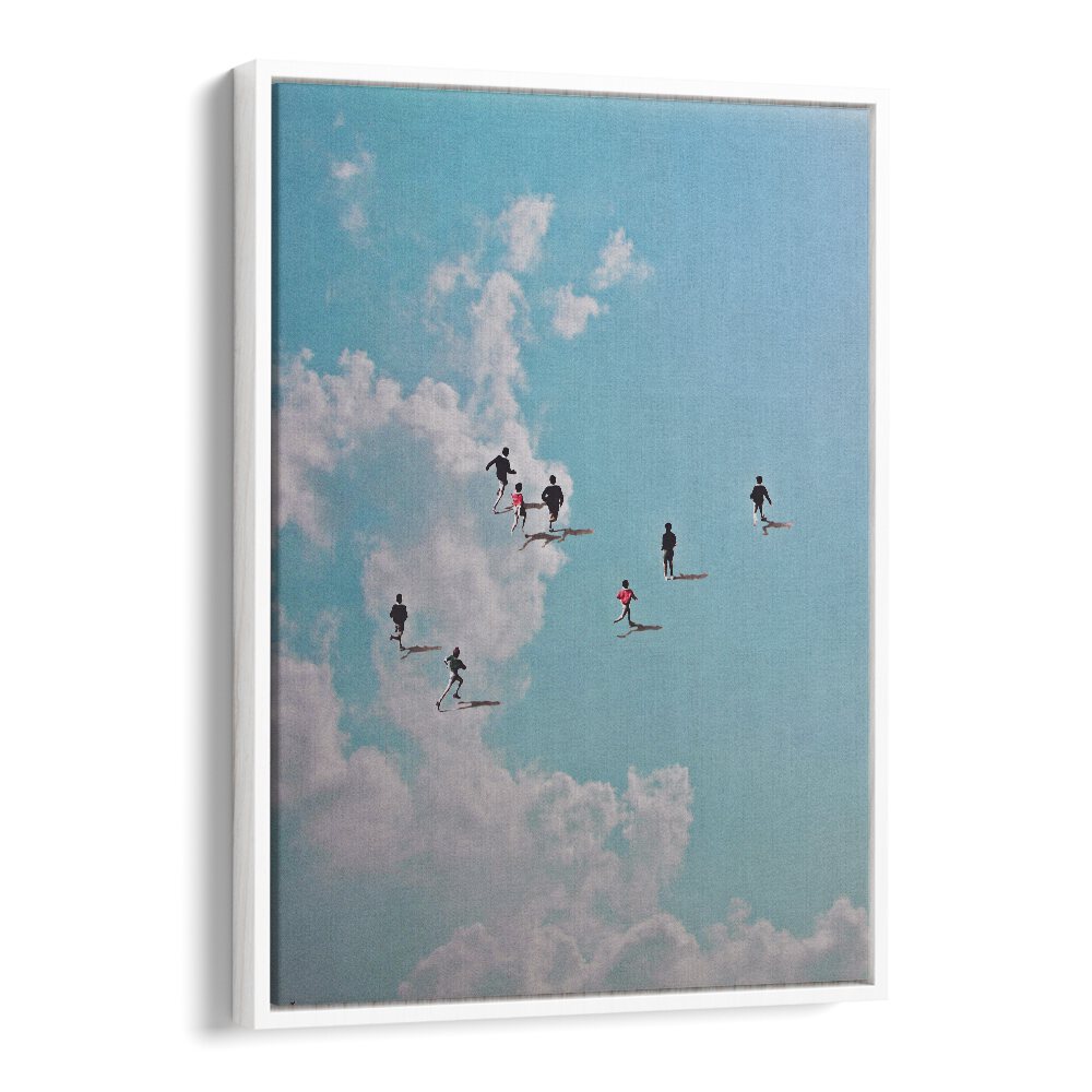 Elevate your space with RUN NATION, SURREAL ART PRINTS depicting runners in a dreamlike sky by Space Rocket Art.