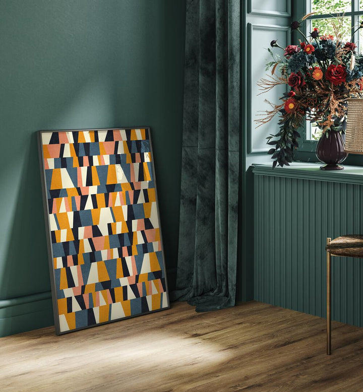 Colorful RAINBOW BLUE MUSTARD XIV, ABSTRACT PAINTINGS by Ana Rut Bre, perfect for enhancing modern decor.