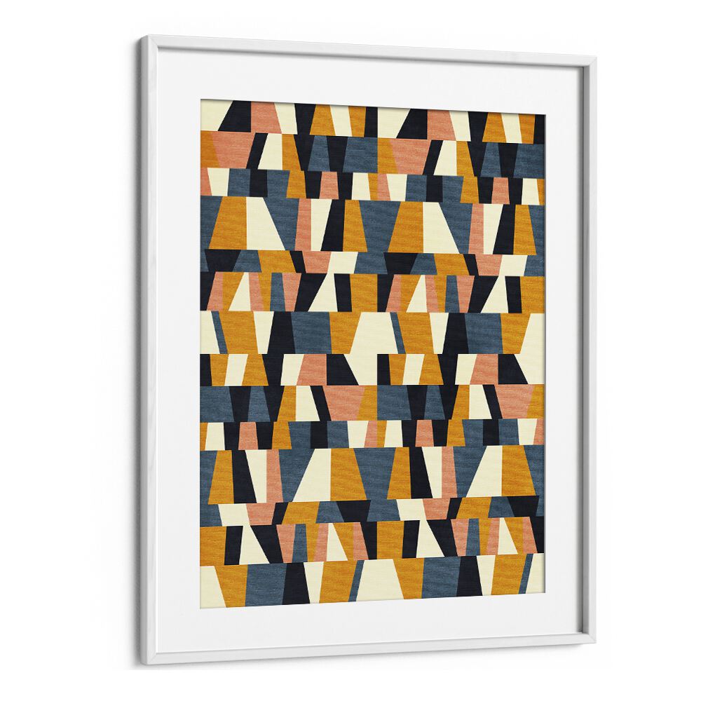 Abstract art piece RAINBOW BLUE MUSTARD XIV by Ana Rut Bre, showcasing vibrant shapes, perfect for any collection.