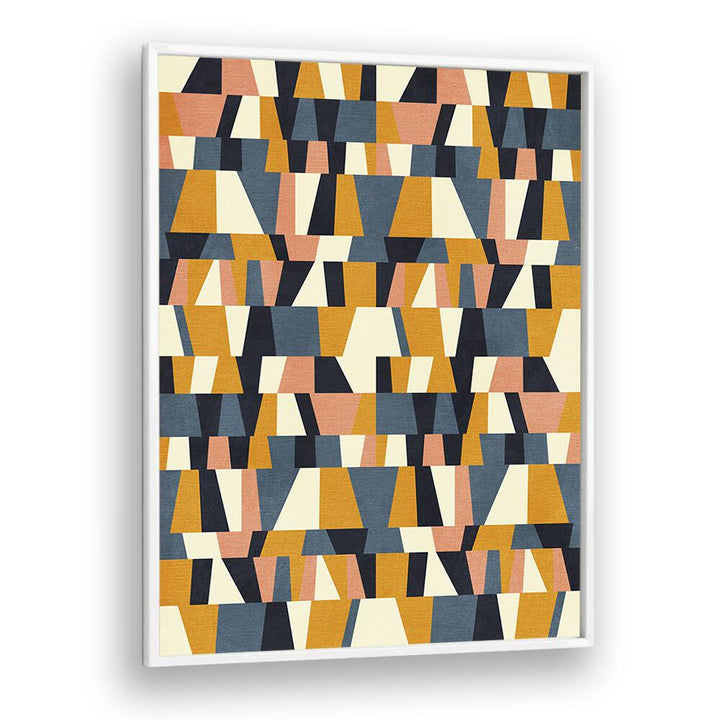 Rainbow Blue Mustard XIV, abstract paintings featuring geometric shapes in a striking color palette by Ana Rut Bre.