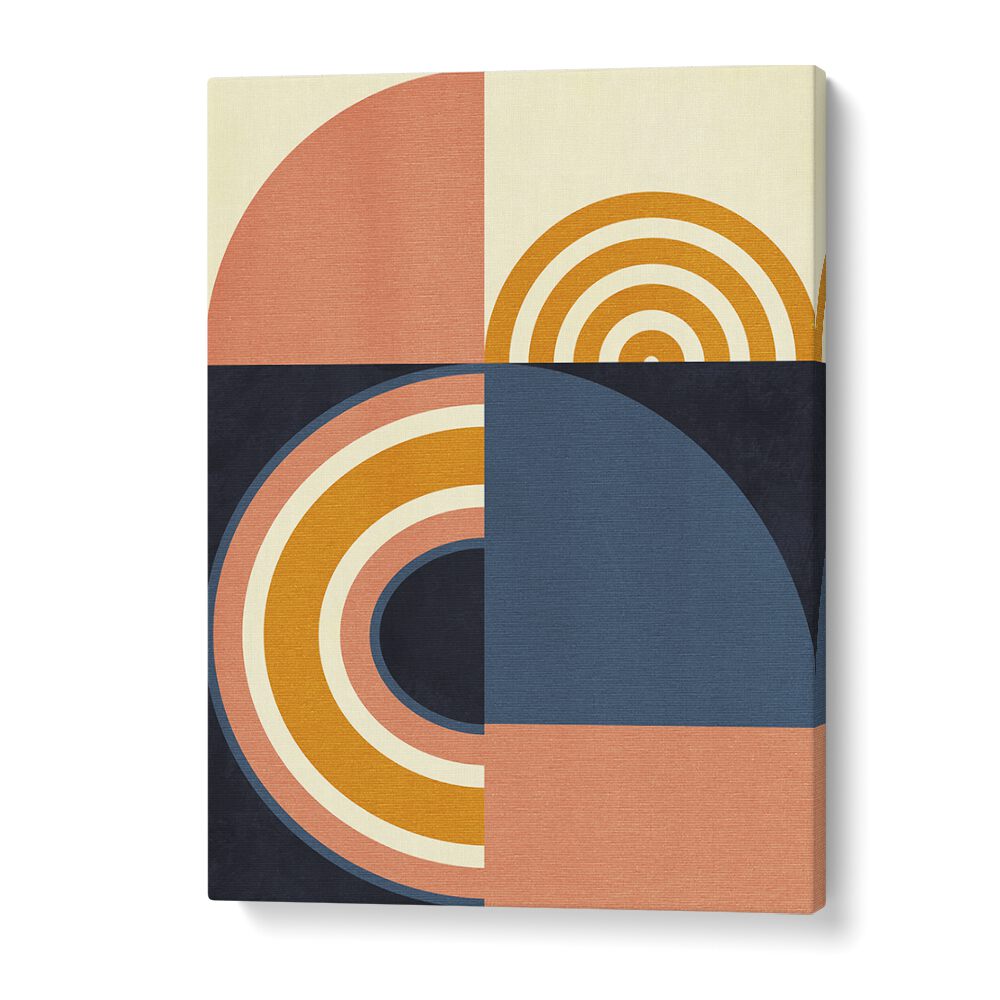 Explore the vibrant shapes in RAINBOW BLUE MUSTARD IX, ABSTRACT PAINTINGS by Ana Rut Bre, perfect for modern art lovers.