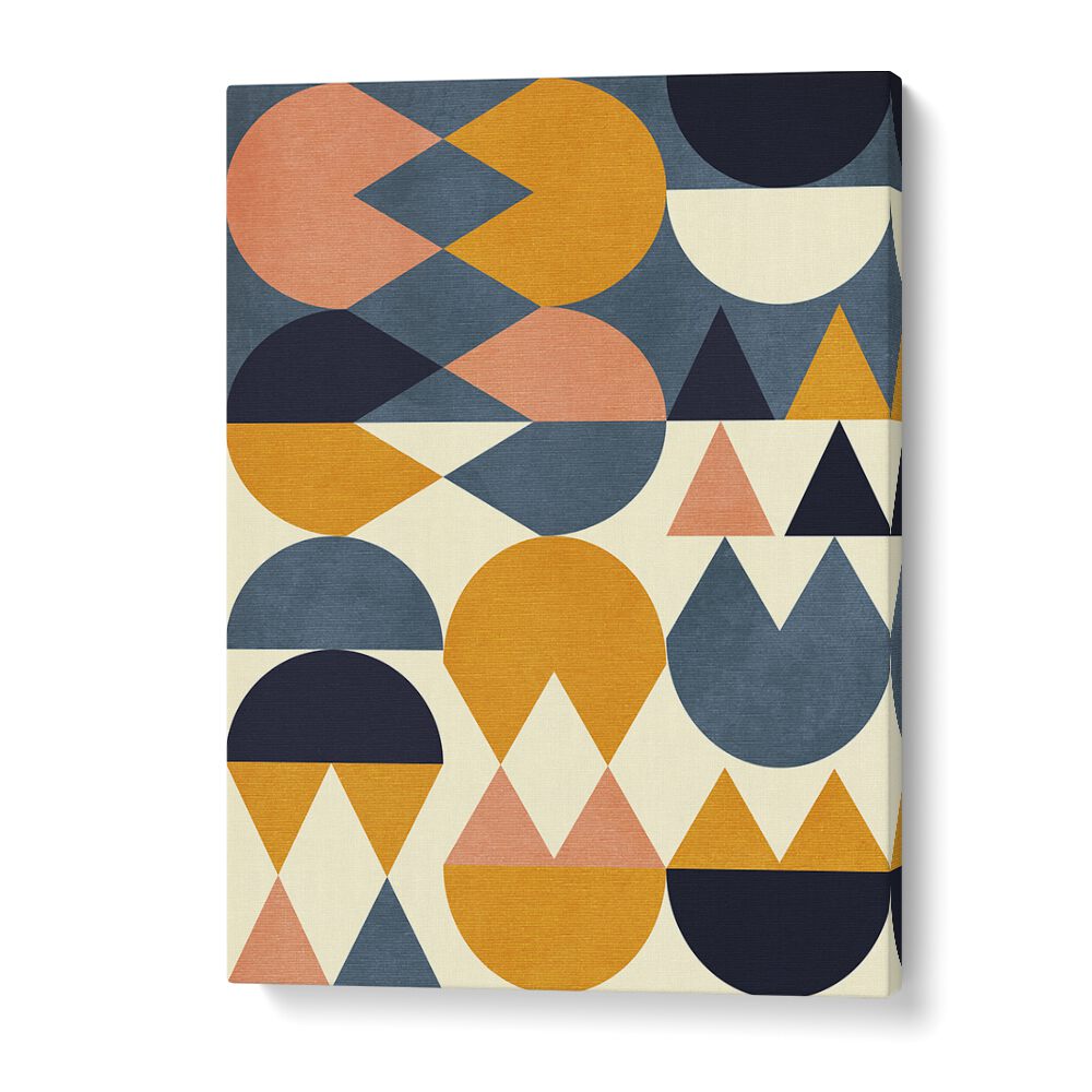 Vibrant geometric design in RAINBOW BLUE MUSTARD VI, ABSTRACT PAINTINGS by Ana Rut Bre, perfect for modern decor.