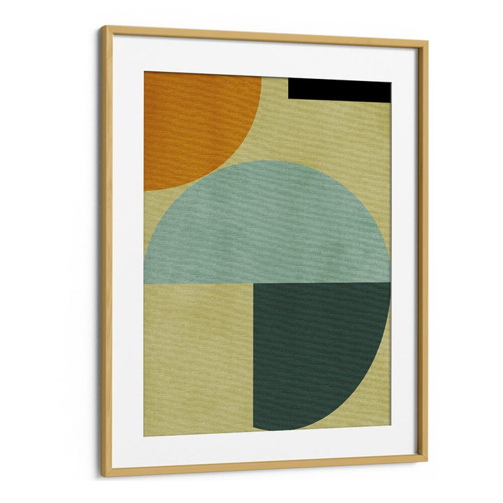 Vibrant RAINBOW PLUS SHAPES III, ABSTRACT PAINTINGS by Ana Rut Bre in a stylish oak frame, perfect for modern decor.
