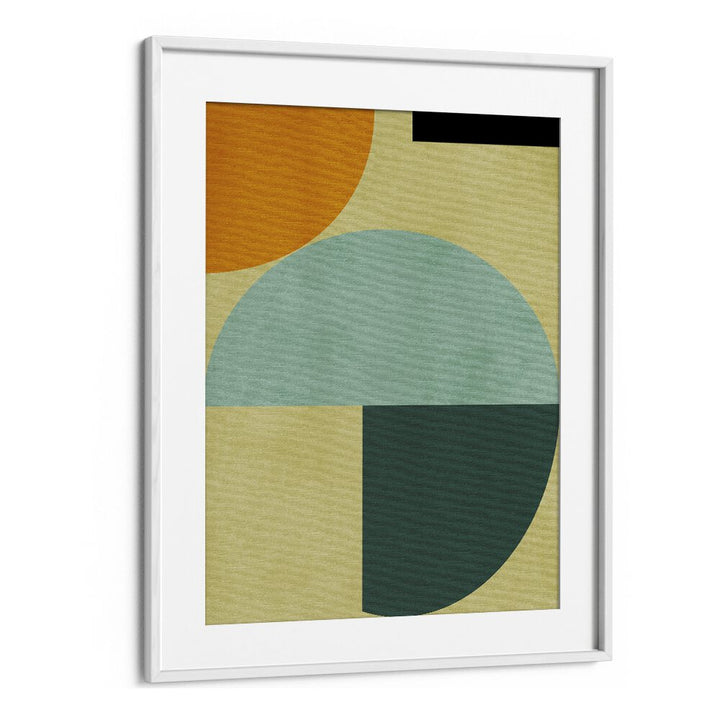 Colorful geometric design in a white frame, showcasing RAINBOW PLUS SHAPES III, ABSTRACT PAINTINGS by Ana Rut Bre.