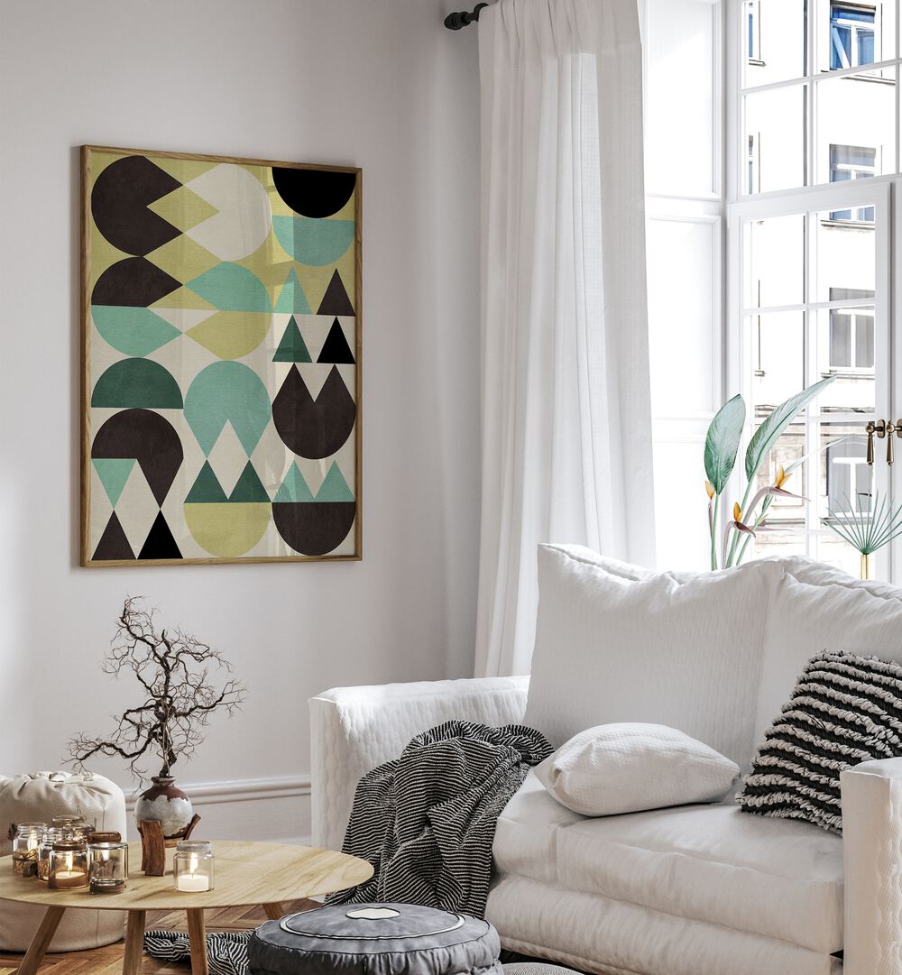 Rainbow Plus Shapes VI, abstract paintings by Ana Rut Bre, enhance any space with vibrant geometric designs.