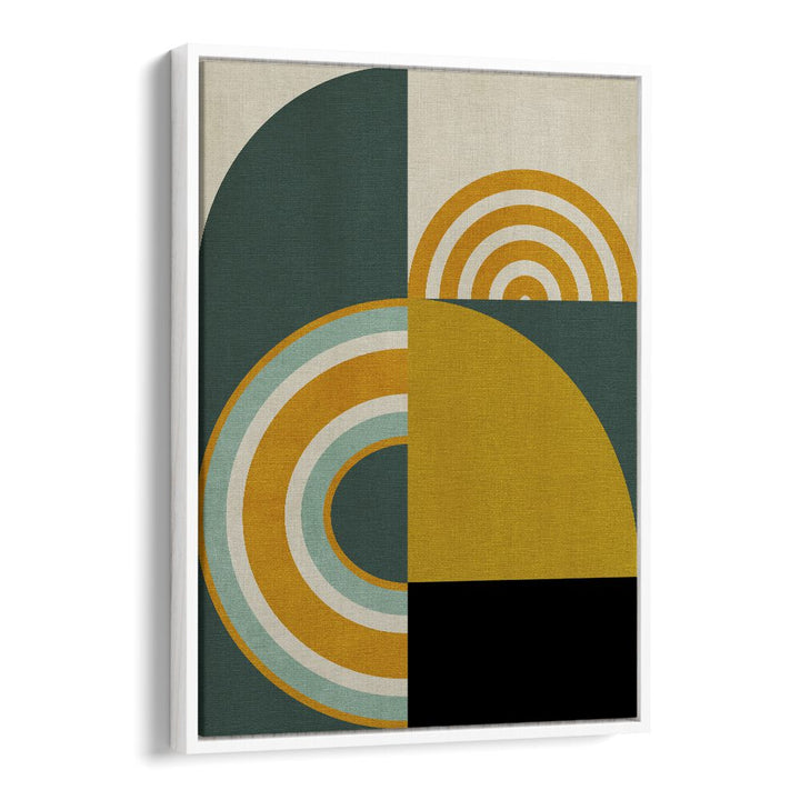 Colorful geometric design of RAINBOW PLUS SHAPES VIII, ABSTRACT PAINTINGS by Ana Rut Bre enhances any space vibrantly.