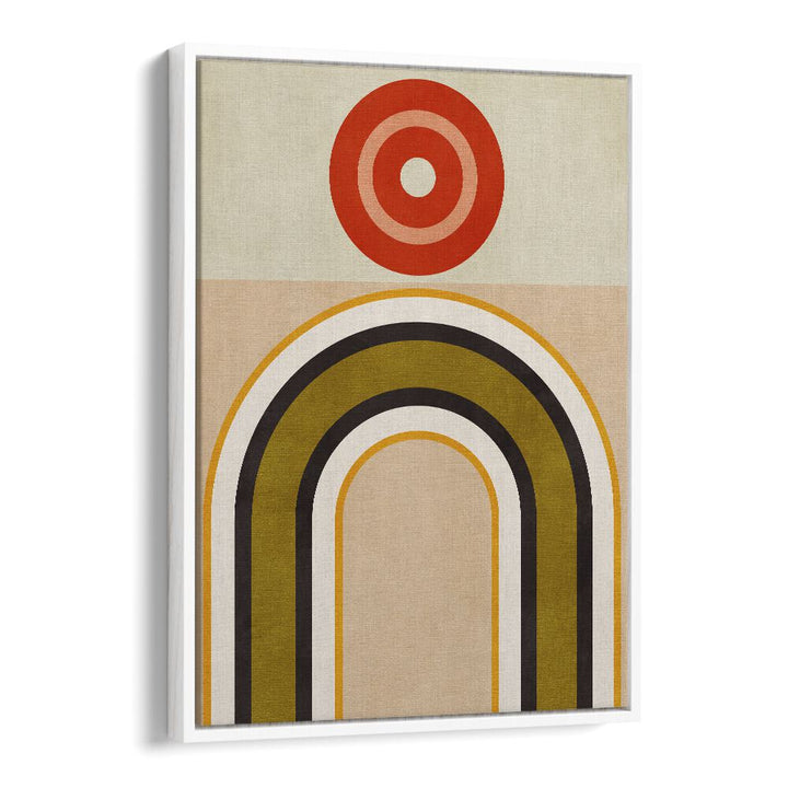 Vibrant RAINBOW SUNS IX, ABSTRACT PAINTINGS by Ana Rut Bre, features striking shapes on premium canvas.