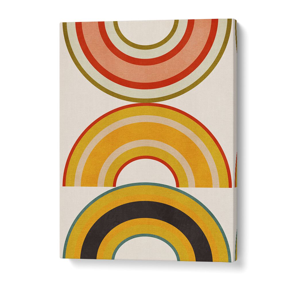 Vibrant RAINBOW SUNS VI, ABSTRACT PAINTINGS by Ana Rut Bre, showcasing stunning circles on premium canvas.