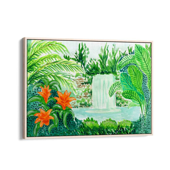 Vibrant RAINFOREST , LANDSCAPE PAINTINGS by Key and Sea Creative, showcasing lush greenery and a serene waterfall.