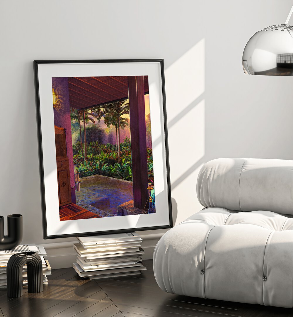 Rainforest Pool, Surreal Art Prints by Cosmo Zach, showcasing vibrant artwork that transforms your living space.