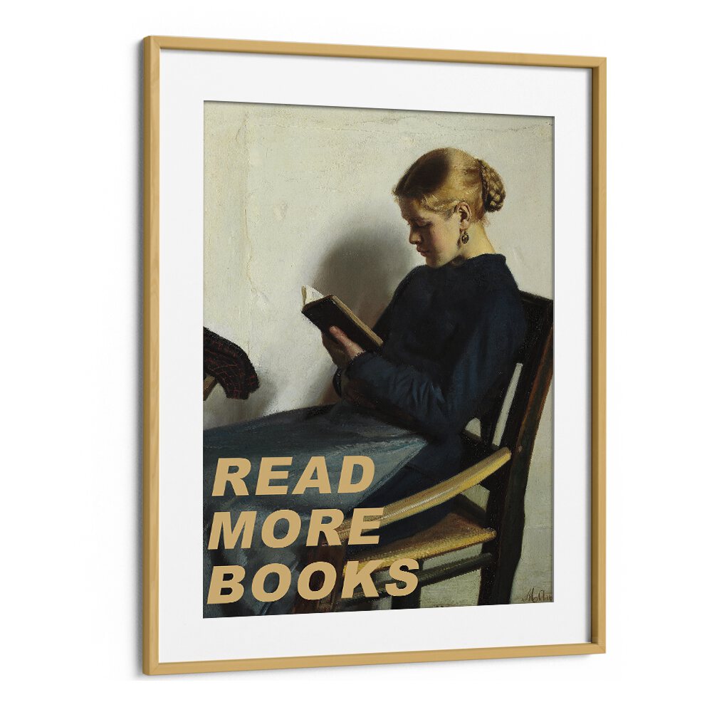 Transform your space with READ MORE BOOKS, ALTERED ART PRINTS in an oak frame, perfect for inspiring creativity.