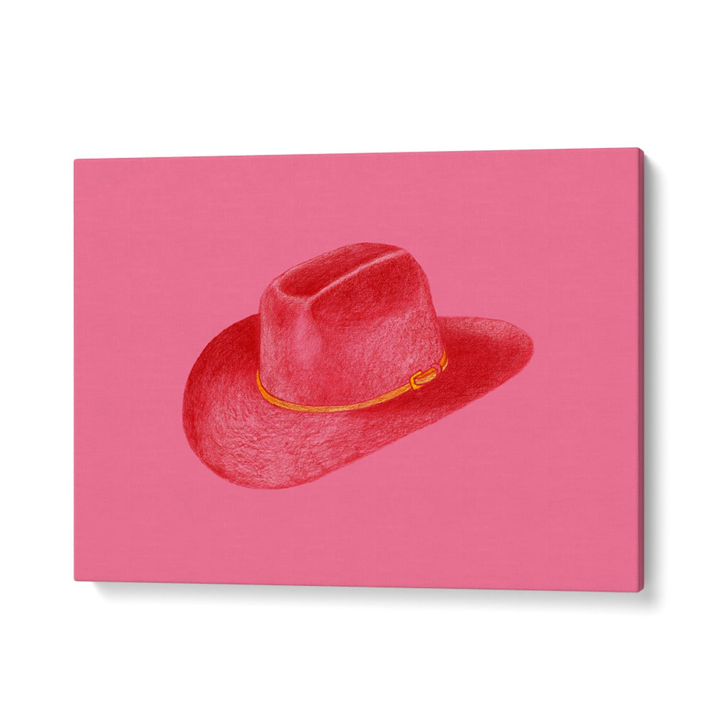 Bold red Stetson on pink background, perfect for enhancing space with RED STETSON ON PINK, FASHION POSTERS.