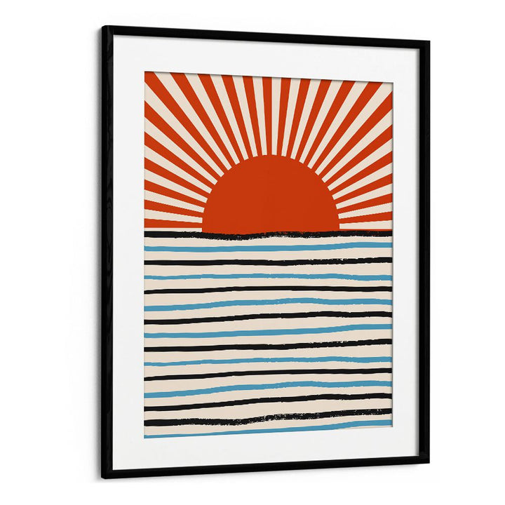 Vibrant RED SUN AND SEA, LANDSCAPE PAINTINGS art print, perfect for enhancing any room's decor and style.