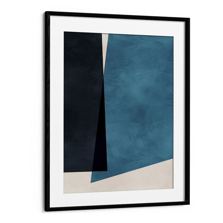Stunning REDUCTION III, ABSTRACT PAINTINGS by Ana Rut Bre, framed art piece in teal and navy blue tones.