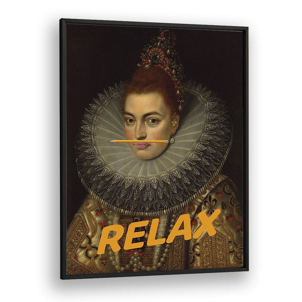 Captivating RELAX, ALTERED ART PRINTS in a black frame, perfect for transforming your space by The Art Concept.