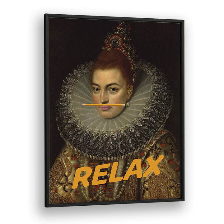 Captivating RELAX, ALTERED ART PRINTS in a black frame, perfect for transforming your space by The Art Concept.