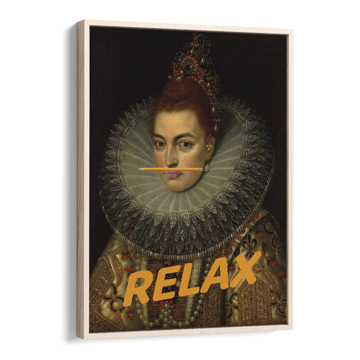 Stunning RELAX, ALTERED ART PRINTS in an oak floater frame, perfect for transforming your space with elegance.