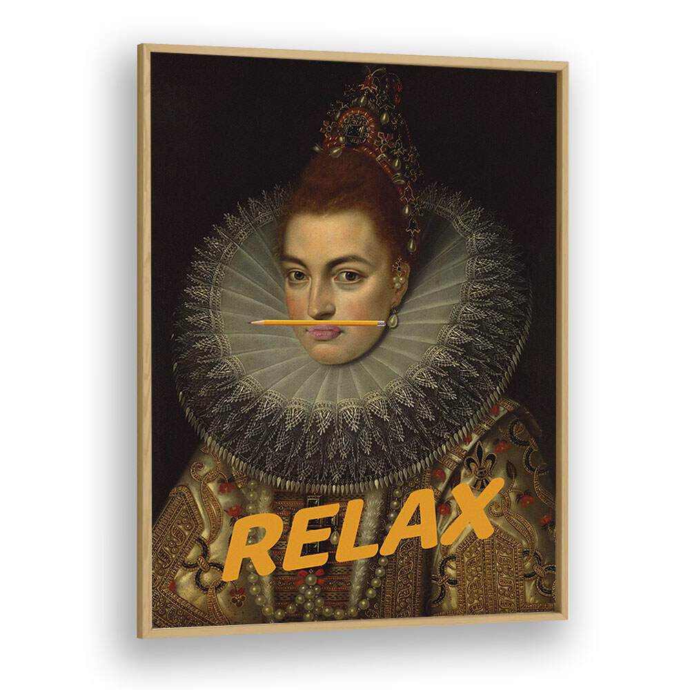 Transform your space with RELAX, ALTERED ART PRINTS in a stylish oak frame, perfect for any modern decor.