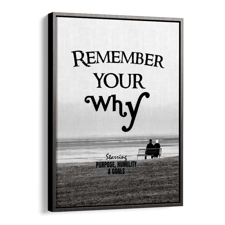 "Stylish REMEMBER YOUR WHY, QUOTES poster in black frame, perfect for inspiring your space and mindset."