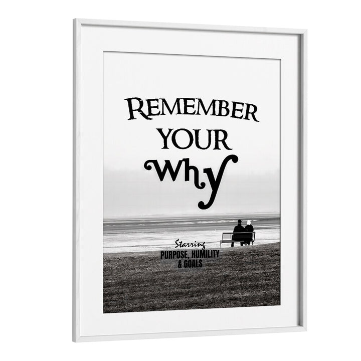 "Stylish REMEMBER YOUR WHY, QUOTES poster in a white frame, perfect for inspiring your space and mindset."