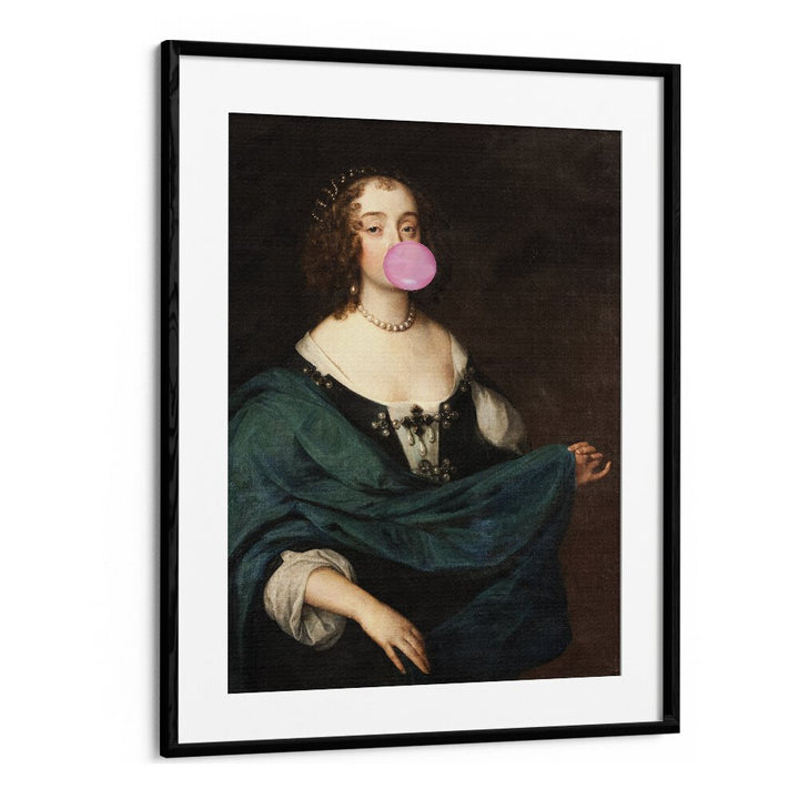 Renaissance Bubble Gum, Altered Art Prints, features a classic portrait with a playful bubble gum twist by The Art Concept.