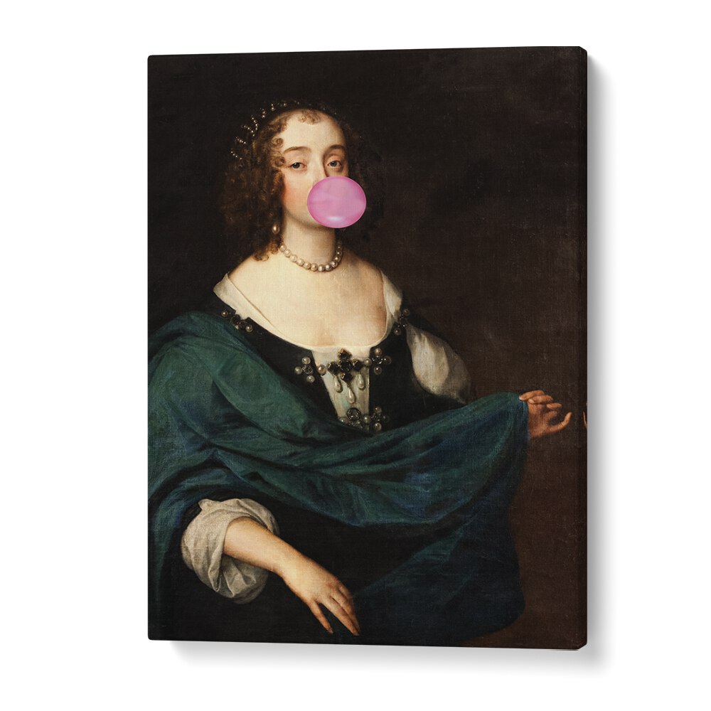 Renaissance Bubble Gum, altered art prints featuring a classic portrait with a modern twist by The Art Concept.