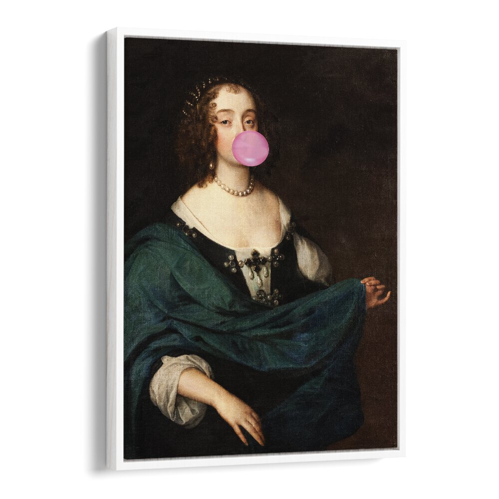 Captivating RENAISSANCE BUBBLE GUM, ALTERED ART PRINTS by The Art Concept in a stylish white floater frame.