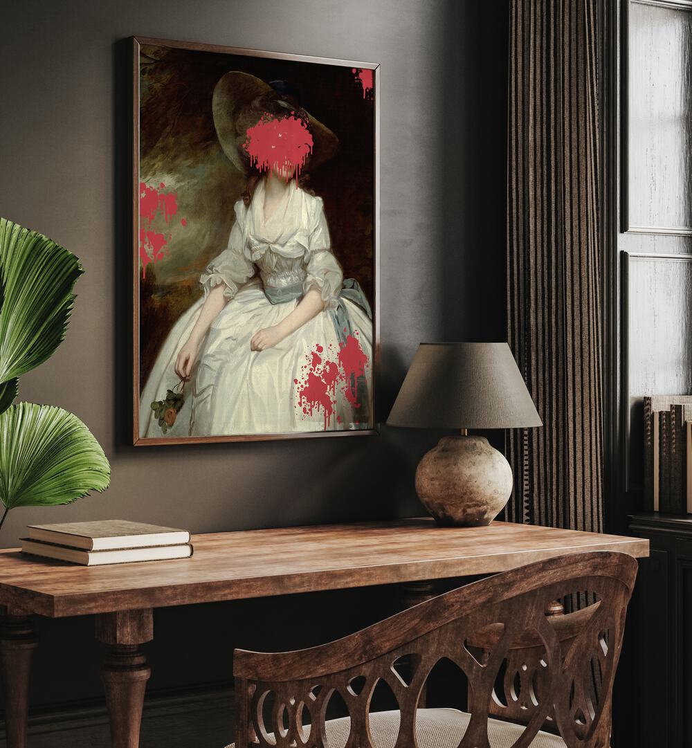 Elevate your space with RENAISSANCE RED SPLASH, ALTERED ART PRINTS by The Art Concept, showcasing modern elegance.