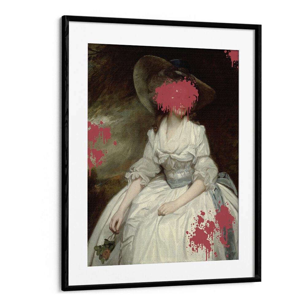 Vibrant RENAISSANCE RED SPLASH, ALTERED ART PRINTS by The Art Concept in a chic black frame, perfect for modern decor.