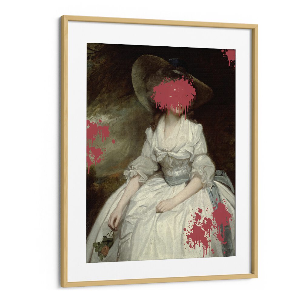 RENAISSANCE RED SPLASH, ALTERED ART PRINTS in a stylish oak frame, adding modern elegance to any space by The Art Concept.