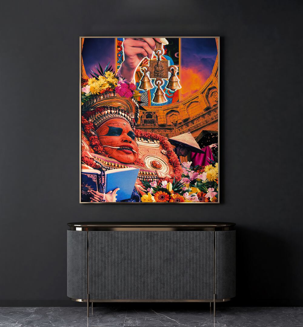 Vibrant CULTURE COLLAGE, INDIAN ART PAINTINGS by Cosmo Zach, adding surreal elegance to your space.