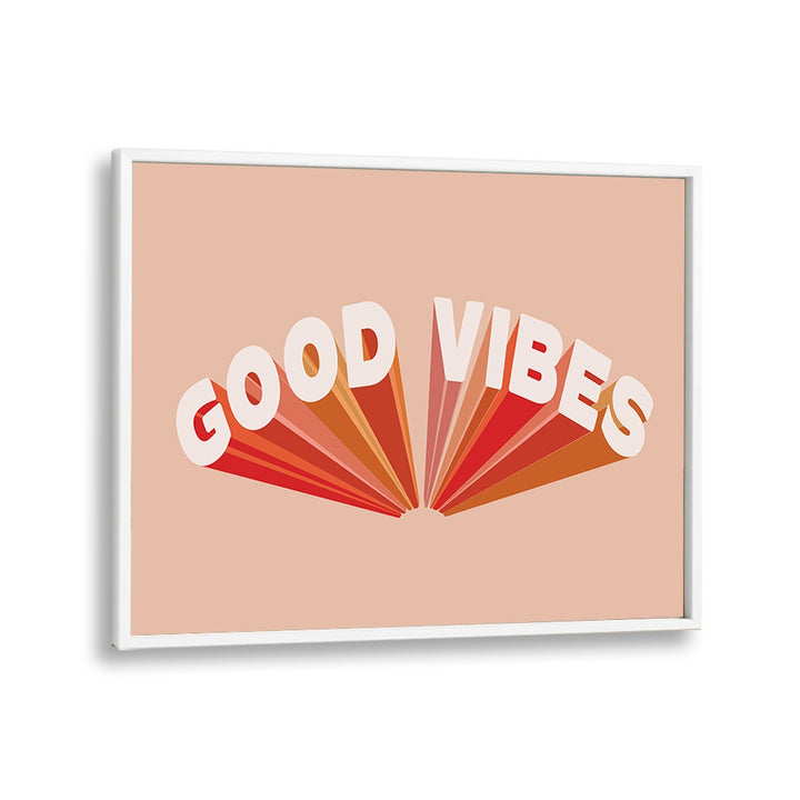 Brightly colored RETRO GOOD VIBES II, QUOTES poster in a white frame, perfect for uplifting your space.