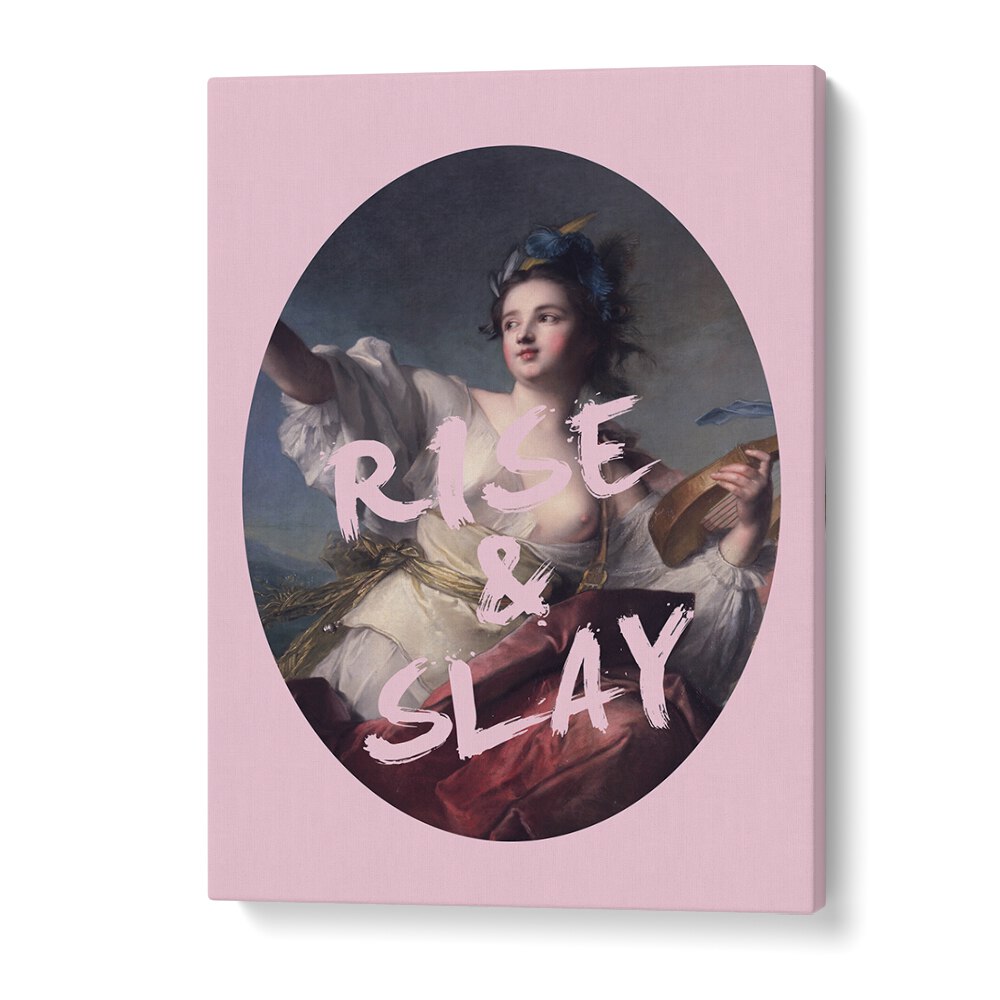 Elevate your decor with "RISE AND SLAY, ALTERED ART PRINTS" by Grace Digital Art Co in vibrant gallery wrap style.