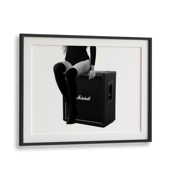 Elegant black-and-white fashion print, "ROCK ME THE ULTIMATE, PHOTOGRAPHY PRINTS" by David Drake, framed for display.