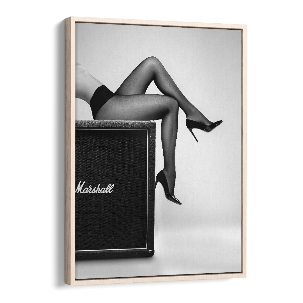 Stylish legs in sheer stockings against a Marshall amp, perfect for art lovers: ROCK N LEGS, PHOTOGRAPHY PRINTS.