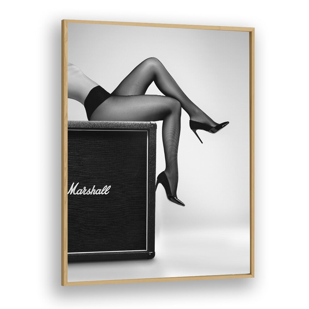 Stylish legs in fishnet stockings pose beside a Marshall amp in ROCK N LEGS, PHOTOGRAPHY PRINTS by David Drake.