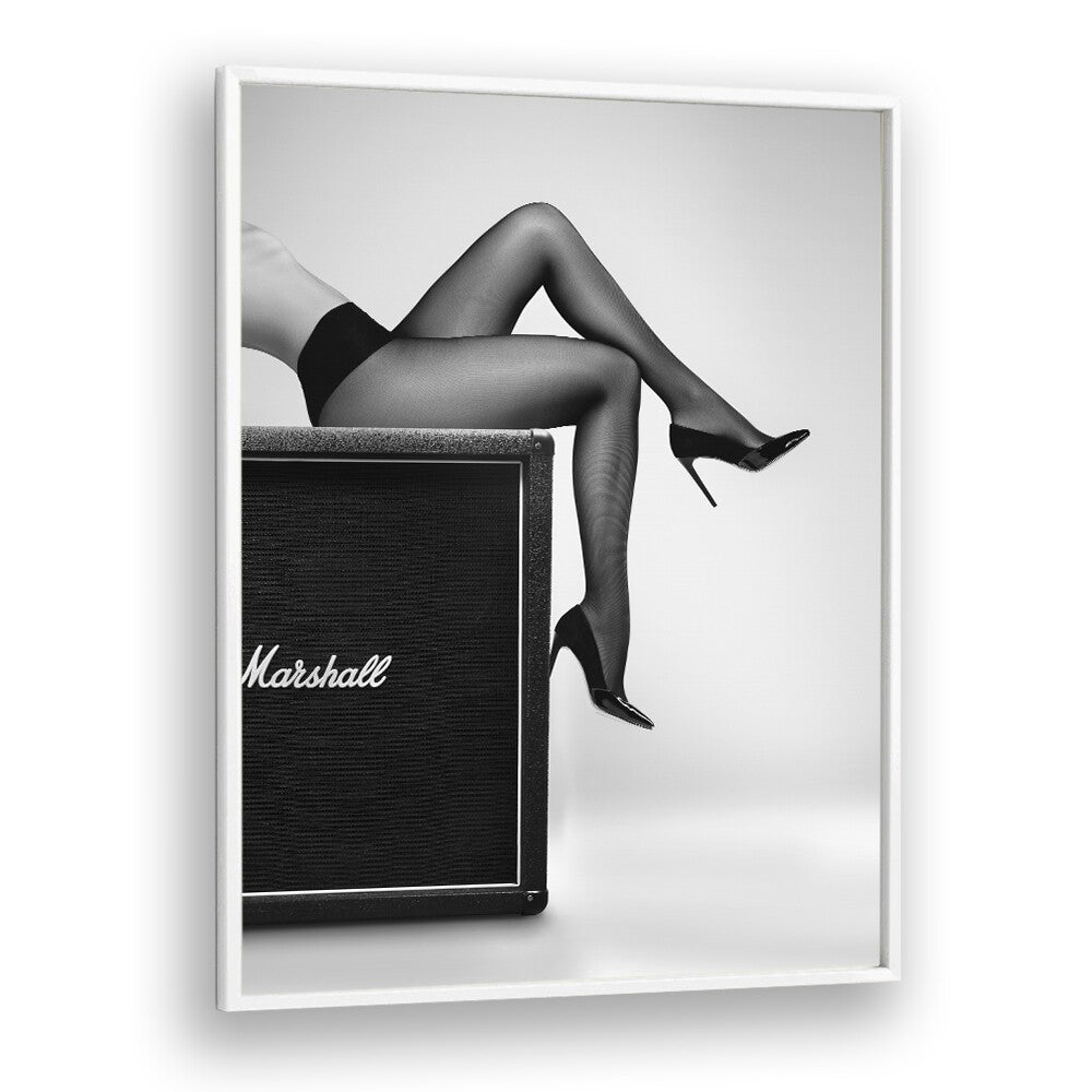 Stylish art print "ROCK N LEGS, PHOTOGRAPHY PRINTS" by David Drake, blending fashion and fine art in black and white.