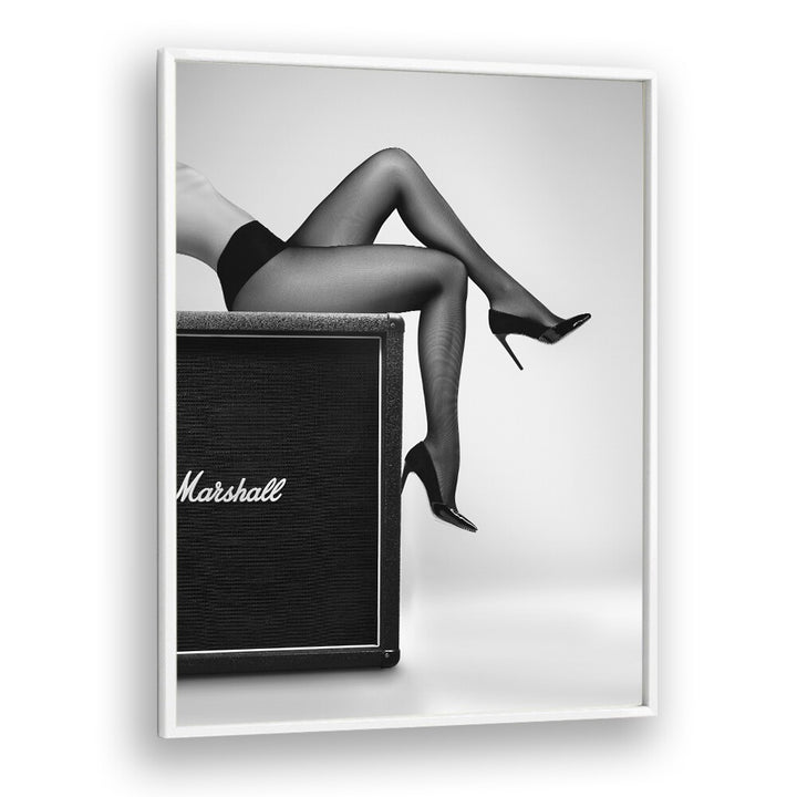 Stylish art print "ROCK N LEGS, PHOTOGRAPHY PRINTS" by David Drake, blending fashion and fine art in black and white.