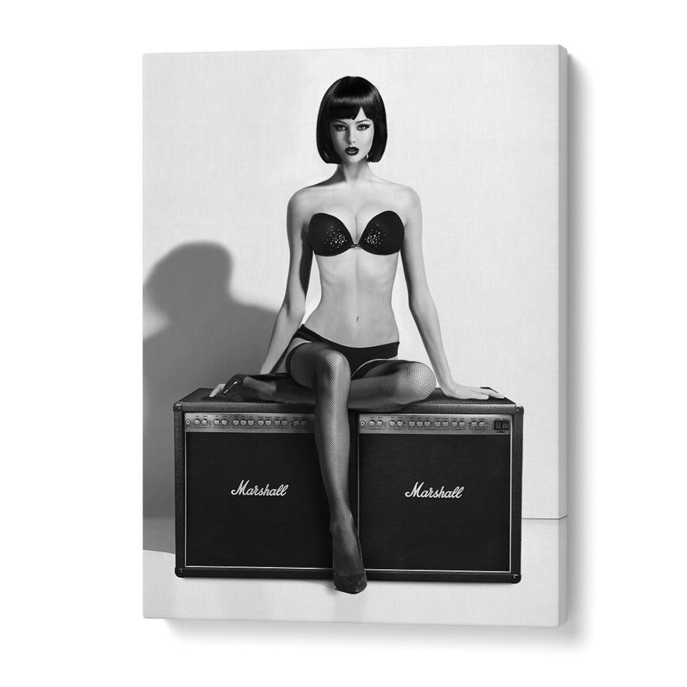 Stylish black and white "Rock This" photography prints by David Drake, featuring fashion and artistry fusion.