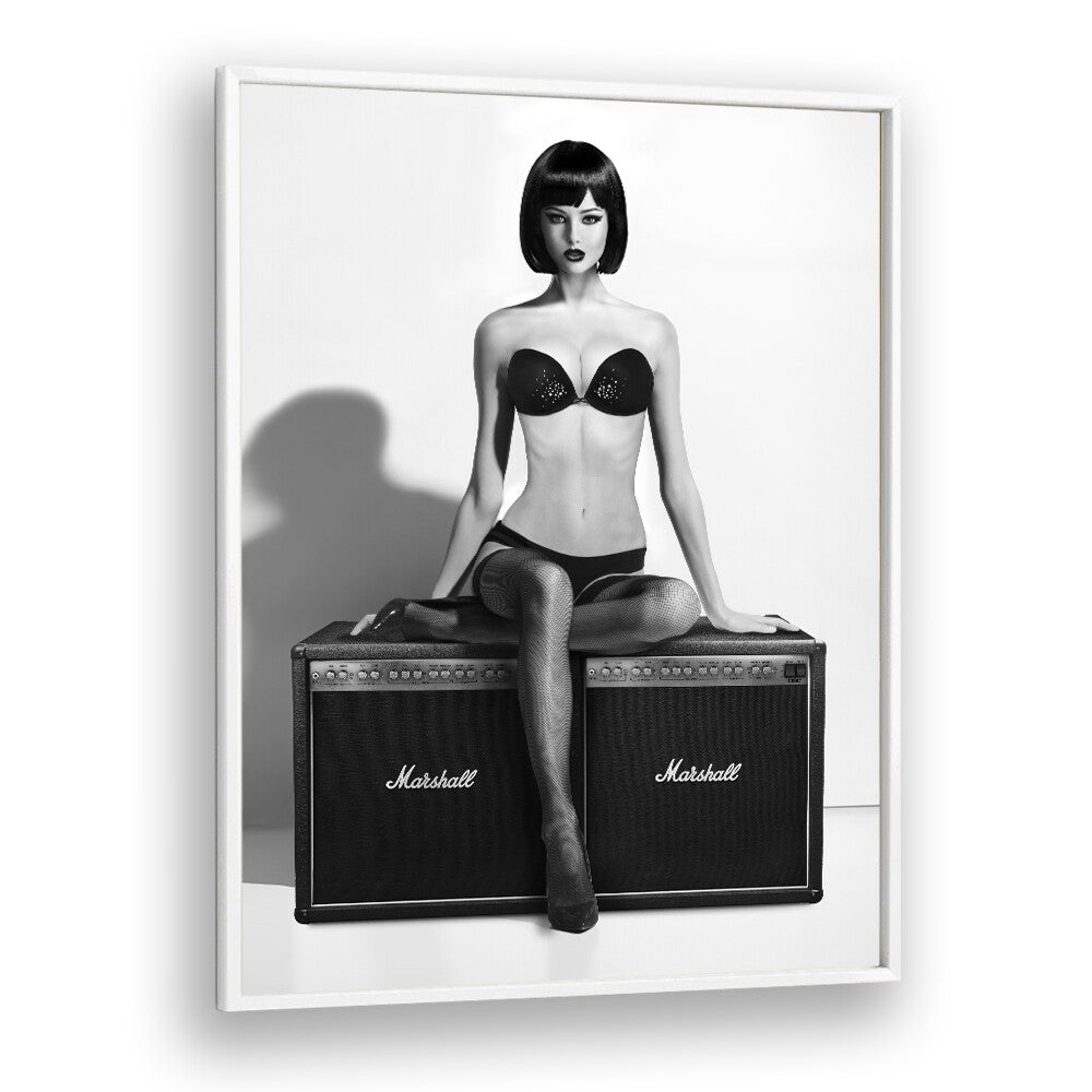 Stunning "Rock This" photography prints by David Drake, showcasing fashion and artistry in a striking black and white design.
