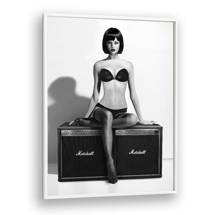 Stunning "Rock This" photography prints by David Drake, showcasing fashion and artistry in a striking black and white design.