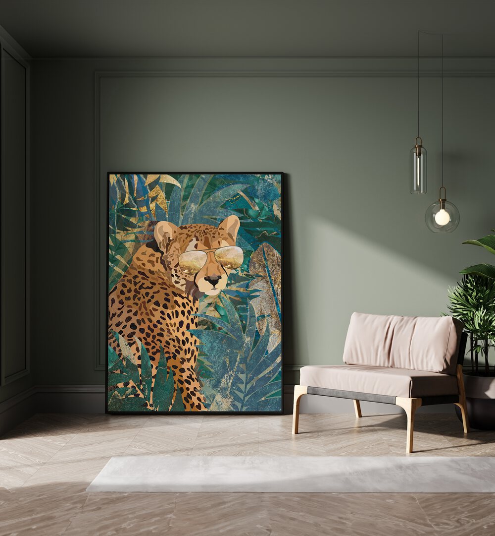 Rockstar CHEETAH IN THE JUNGLE, ANIMAL PAINTINGS by Sarah Manovski adds a vibrant touch to any space.