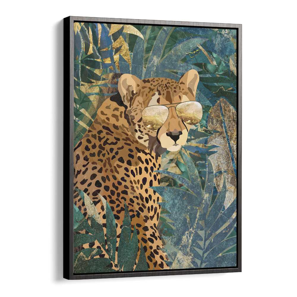 Rockstar Cheetah in the Jungle, a stunning animal painting featuring a stylish cheetah with sunglasses.