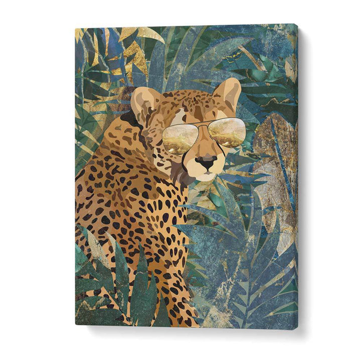 Rockstar cheetah in the jungle, stunning animal paintings by Sarah Manovski, perfect for wild decor.