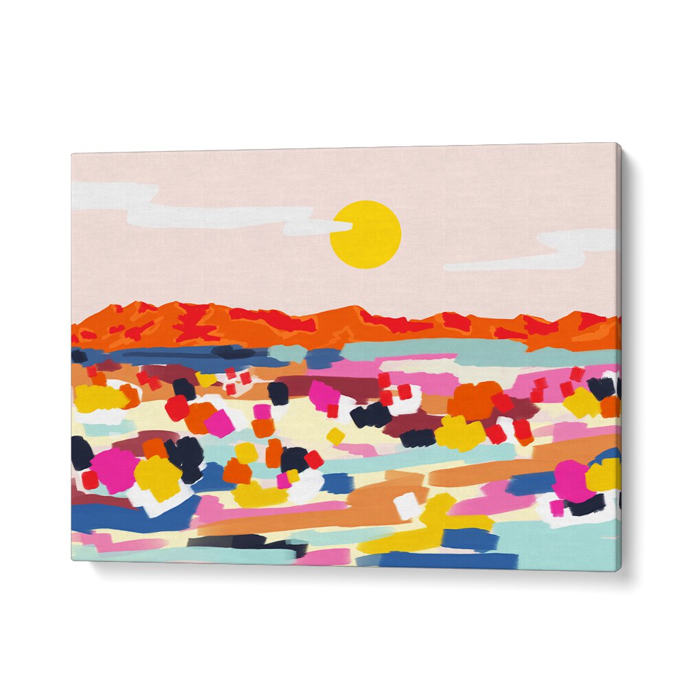 Vibrant abstract "ROMANTIC LANDSCAPE , LANDSCAPE PAINTINGS" by Uma Gokhale, capturing artistic brilliance beautifully.