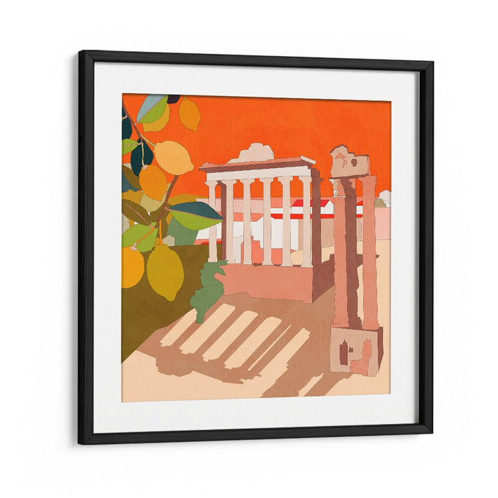 Vibrant ROME, LANDSCAPE PAINTINGS by Ana Rut Bre, showcasing enchanting landscapes in a stylish black frame.