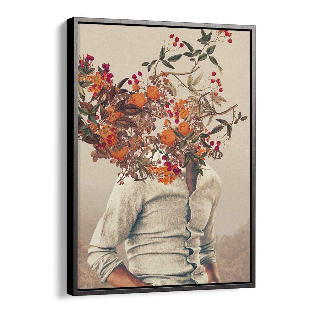 Roots Bright, Surreal Art Prints by Frank Moth features a floral headpiece, capturing imaginative surrealism beautifully.