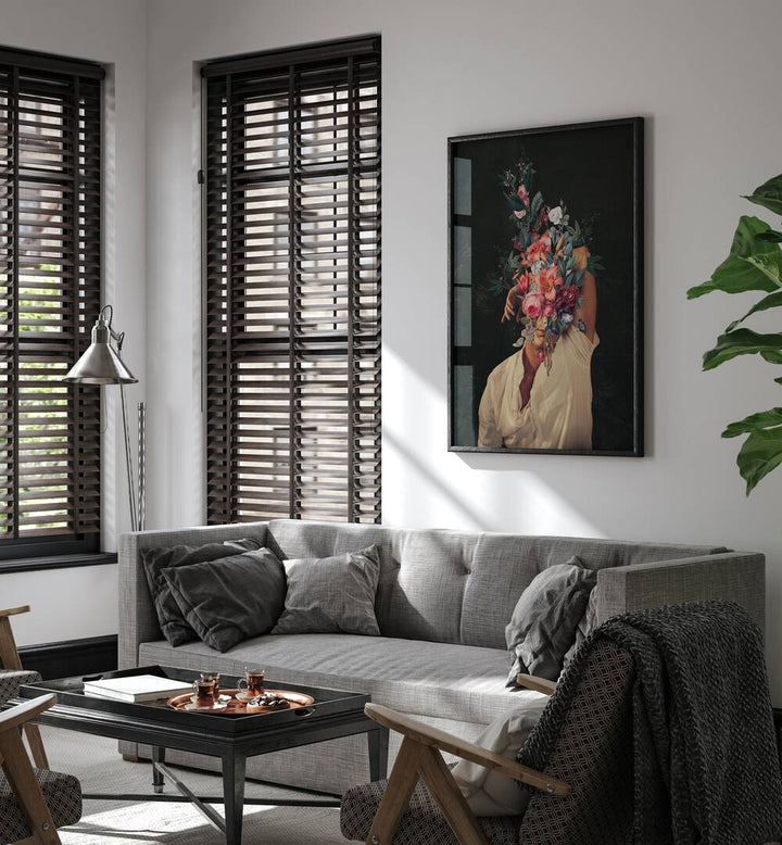 Stunning ROSES BLOOMED, SURREAL ART PRINTS by Frank Moth, showcasing enchanting surrealism in a modern space.
