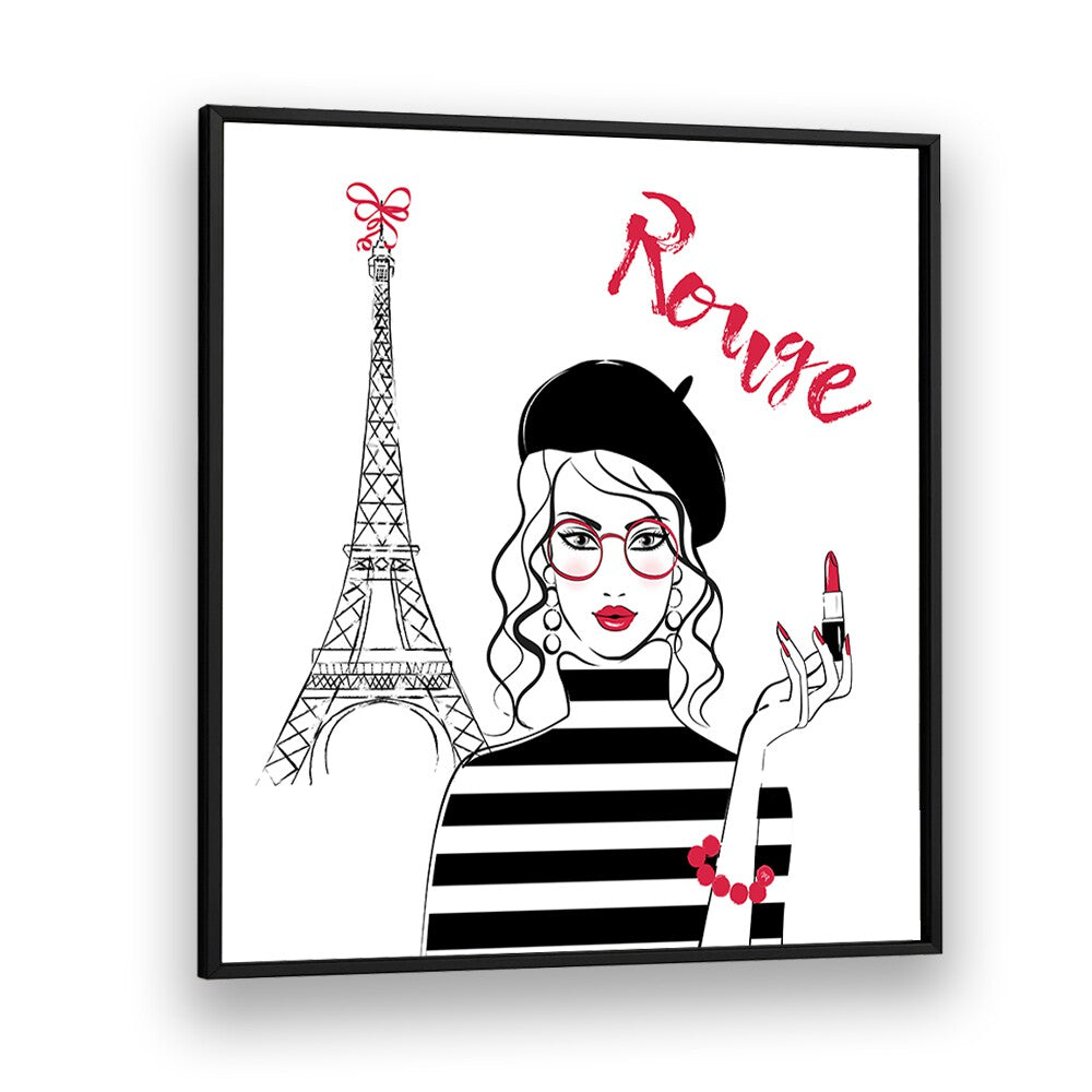 Stylish ROUGE, FASHION POSTERS featuring a chic woman with the Eiffel Tower, perfect for modern decor by Martina.