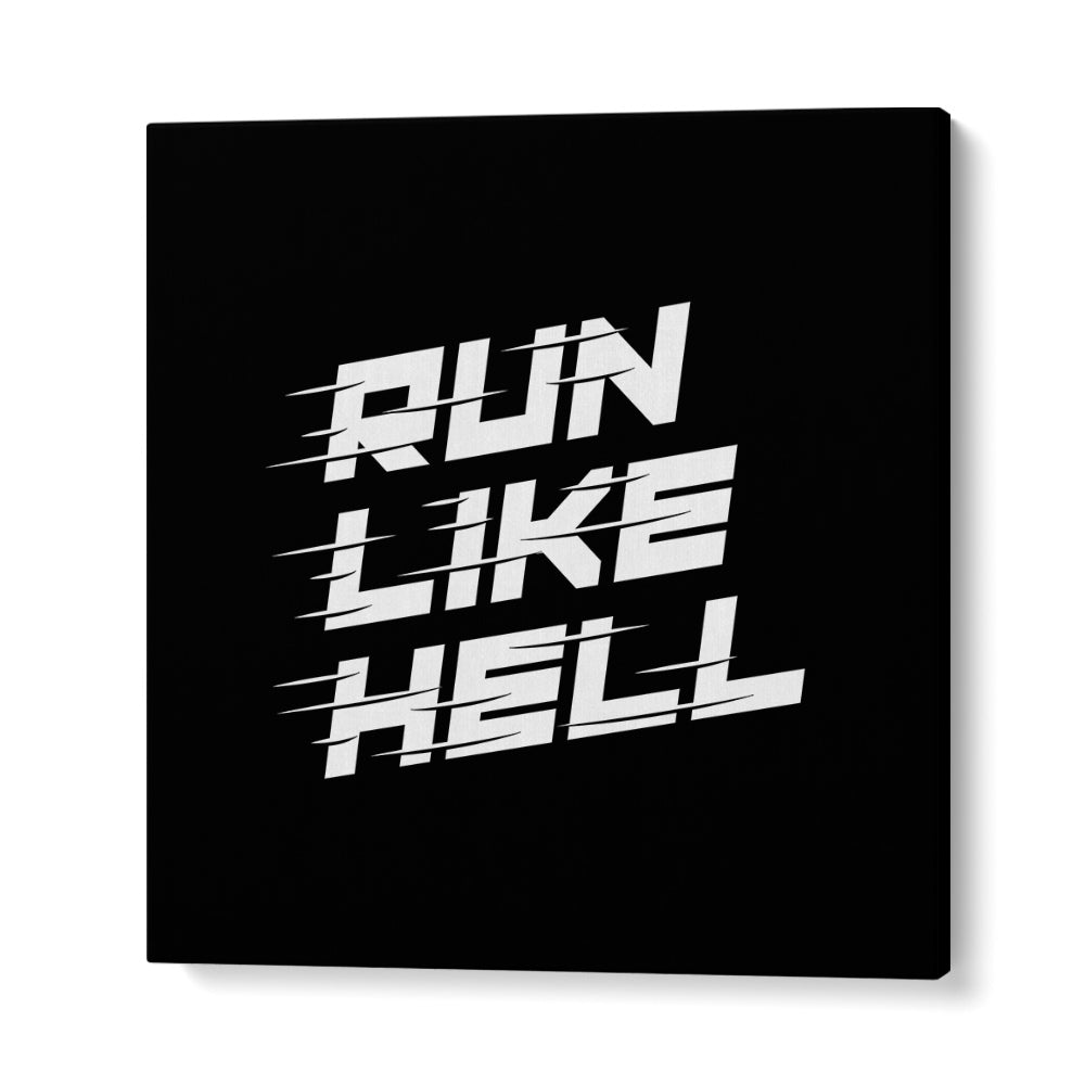 Bold RUN LIKE HELL quotes typography poster, perfect for inspiring runners and transforming your space.